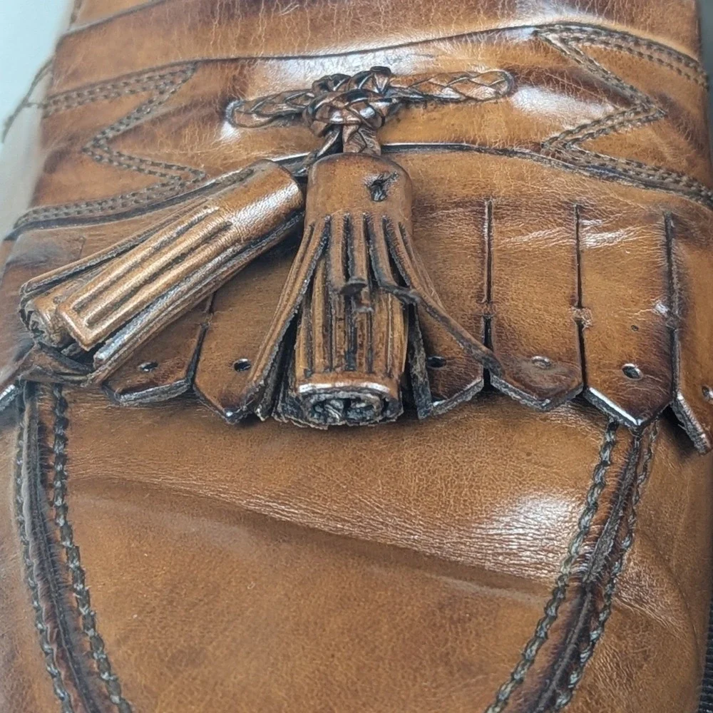 11.5 N Vintage Johnston & Murphy Men's Kiltie Tassel Loafers Brown Leather